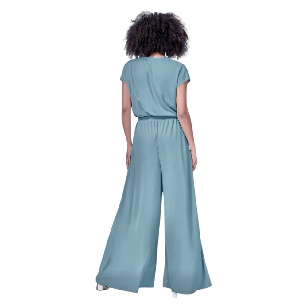 NWT HALARA V-Neck Short Sleeve Wide Leg Loose Waffle Knit Jumpsuit Romper - Picture 2 of 9